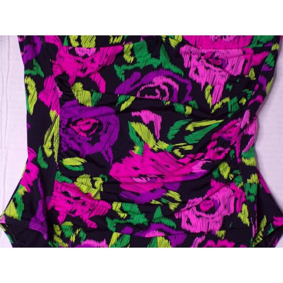 🆕BETSEY JOHNSON One Piece Bandeau Floral Swimsuit Floral Large - Picture 5 of 8